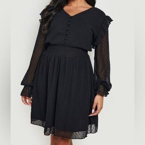 Witchcore mesh shirred waist skater dress 16 NWT